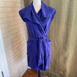 Club Monaco 100% Silk Purple Wrap Dress Si…